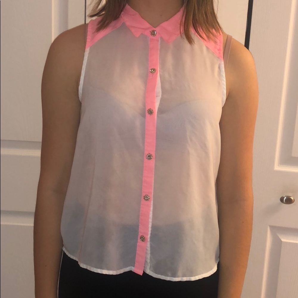 Sheet Button Up Sleeveless Top